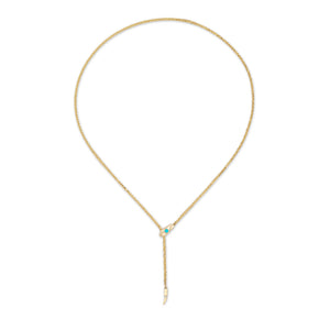 Hang Time 14K Yellow Gold and Turquoise Snake Chain Necklace