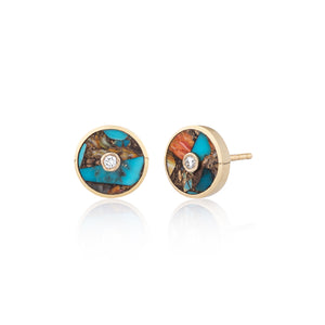 Color Instinct 14K Yellow Gold Diamond and Tortoise Turquoise Earrings