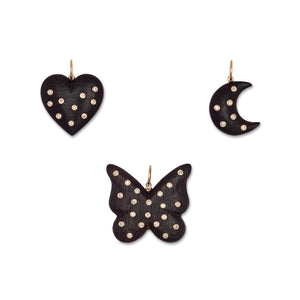 Power Up 14K Yellow Gold, Black Wood and Diamond Charms