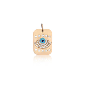 All Eyes On You 14K Yellow Gold Diamond and Turquoise Evil Eye Tag