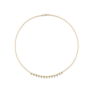 Mirrorball 14K Yellow Gold Ball Chain Necklace with Diamond Trios