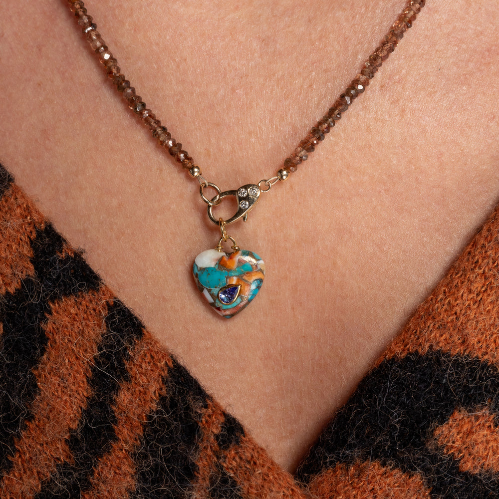 Love Nest Tortoise Turquoise Carved Heart with Gemstone