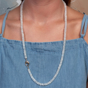 Gardenia Jumbo Moonstone Fixed 28" Necklace