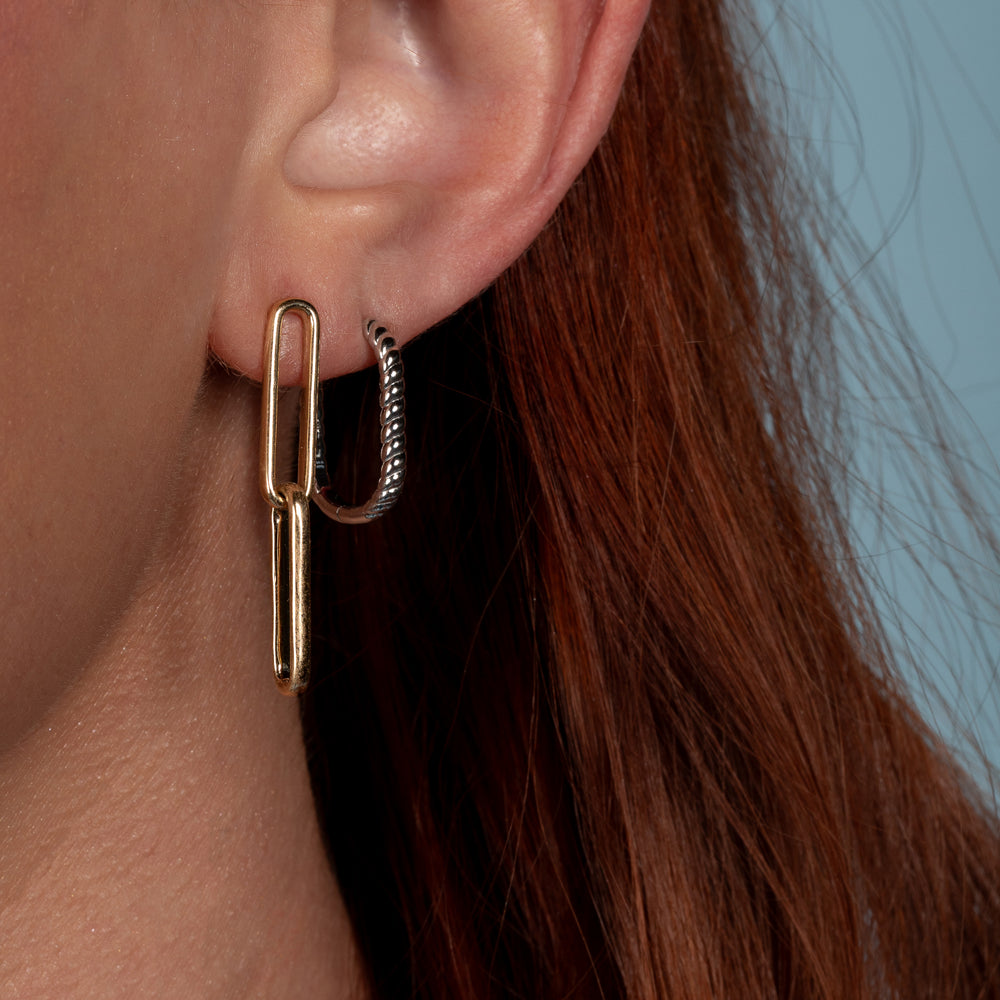 Chain Reaction 14K Yellow Gold Paperclip Link Earring