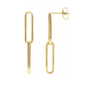 Chain Reaction 14K Yellow Gold Paperclip Link Earring