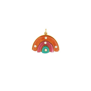 Psychedelic 14K Yellow Gold and Gemstone Rainbow Heirloom Pendants