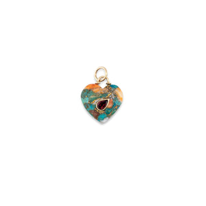 Love Nest Tortoise Turquoise Carved Heart with Gemstone