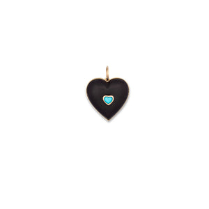 Queen of Hearts 14K Yellow Gold, Black Wood and Gemstone Heart Charm